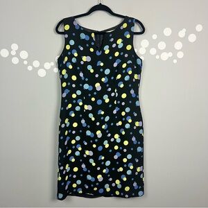 Amanda Smith Polka Dot Shift Dress Black Multicolor Size 6